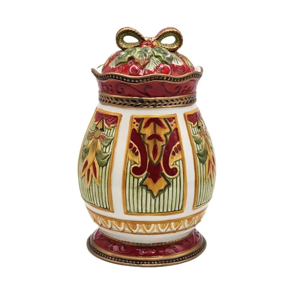 Fitz and Floyd Damask Holiday Cookie Jar LIMITED EDITION 10.5